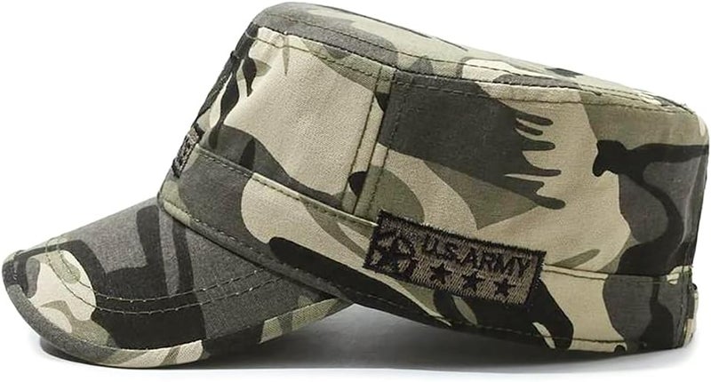 PTDTSHOU Cotton Military Caps for Men Women Unisex Flat Top Hat Adjustable Cadet Army Cap - Image 3